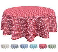 Home Direct Round Oilcloth PVC Wipe Clean Tablecloth 160cm 62" Check Red