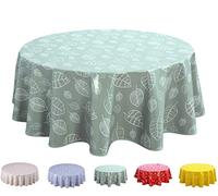 Home Direct Round Oilcloth PVC Wipe Clean Tablecloth 160cm 62" Leaves Sage Green