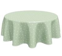 Home Direct Round Oilcloth PVC Wipe Clean Tablecloth Table Cover 140cm 55" Stars Sage Green