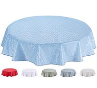 Home Direct Round Oilcloth PVC Wipe Clean Tablecloth Table Cover 155cm 61" Blue Grey