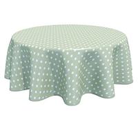 Home Direct Round Oilcloth PVC Wipe Clean Tablecloth Table Cover 160cm 62" Polka Dot Sage Green