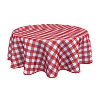 Home Direct Round Oilcloth PVC Wipe Clean Tablecloth Table Cover Gingham Checkers 160cm 62" Red