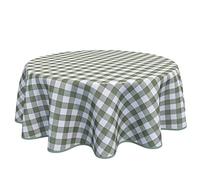 Home Direct Round Oilcloth PVC Wipe Clean Tablecloth Table Cover Gingham Checkers 160cm 62" Sage Green