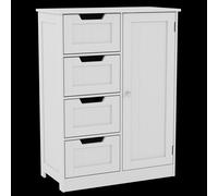 Home Discount Bath Vida Modern 4 Drawer 1 Door Floor Cabinet Bathroom Storage in White Home Discount White