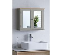 Home Discount Bath Vida Priano 2 Door Mirrored Wall Mounted Cabinet With Shelves Bathroom Storage 470 x 570 x 180 mm in Grey Home Discount Grey