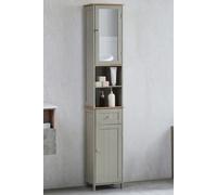 Home Discount Bath Vida Priano Mirrored 2 Door 1 Drawer With Shelves Tall Cabinet Bathroom Storage 1900 x 400 x 300 mm in Grey Home Discount Grey