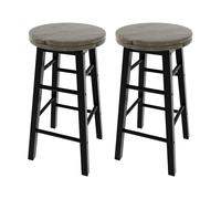 Home Discount Chef Vida Set of 2 Wooden Revolving Bar Stool Kitchen Dining Furniture in Black Home Discount Black