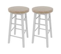 Home Discount Chef Vida Set of 2 Wooden Revolving Bar Stool Kitchen Dining Furniture in White Home Discount White