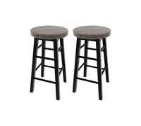 Home Discount Chef Vida Wooden Revolving Bar Stool (Set of 2) in Black Home Discount Black
