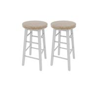 Home Discount Chef Vida Wooden Revolving Bar Stool (Set of 2) in White Home Discount White
