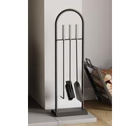 Home Discount Fire Vida 4 Piece Arc Companion Set Indoor Outdoor Fireplace Tool in Black Home Discount Black