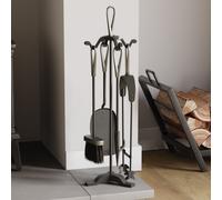 Home Discount Fire Vida 5 Piece Buxton Companion Set Fireplace Tool in Metallic Silver Home Discount Metallic Silver