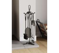 Home Discount Fire Vida 5 Piece Buxton Companion Set Indoor Outdoor Fireplace Tool in Black Home Discount Black