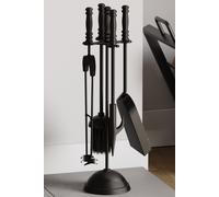 Home Discount Fire Vida 5 Piece Malham Companion Set Indoor Outdoor Fireplace Tool Set in Black Home Discount Black