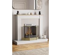 Home Discount Fire Vida Ingleton 3 Panel Fire Guard Brass Fireplace Shield Protector in Metallic Gold Home Discount Metallic Gold