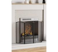 Home Discount Fire Vida Stanton 4 Panel Fire Guard Fireplace Shield Protector in Black Home Discount Black