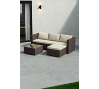 Home Discount Garden Vida 5 Pcs Hampton 4 Seater Rattan Sofa UKFR Fabric Garden Set in Brown Home Discount Brown