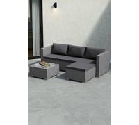 Home Discount Garden Vida 5 Pcs Hampton 4 Seater Rattan Sofa UKFR Fabric Garden Set in Grey Home Discount Grey