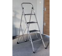 Home Discount Home Vida 4 Step Folding Ladder With Anti-Slip Mat in Grey Home Discount Grey