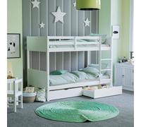 Home Discount Junior Vida Gemini Detachable Bunk Bed & Libra Wooden Underbed Drawers in White | Size: Single Home Discount White Single