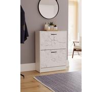 Home Discount Vida Designs 2 Drawer Shoe Cabinet Rack Organizer Storage Furniture in White Home Discount White