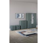 Home Discount Vida Designs 4Pc Bedroom Set 2x2Bedside, 5 Drawer, 3Dr Mirror Wardrobe in Green Home Discount Green