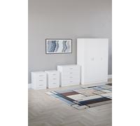 Home Discount Vida Designs 4Pc Bedroom Set 2x3Drawer Bedside, 4Drawer, 3 Dr Wardrobe in White Home Discount White