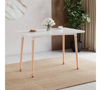 Home Discount Vida Designs Batley 4 Seater Square Dining Table MDF Solid Beech Wood Dining Kitchen Furniture in White Home Discount White