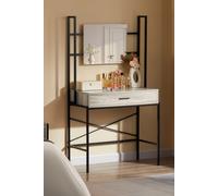 Home Discount Vida Designs Brooklyn 1 Drawer Dressing Table with Built-in Mirror Storage in Grey Home Discount Grey