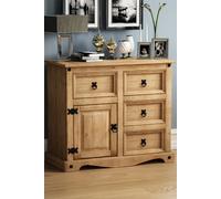 Home Discount Vida Designs Corona 1 Door 4 Drawer Sideboard Storage Organizer in Brown Home Discount Brown