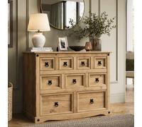 Home Discount Vida Designs Corona 4+3+2 Solid Wood Drawer Merchant Chest Storage Bedroom Furniture in Brown Home Discount Brown