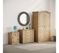 Home Discount Vida Designs Corona Trio Bedroom Set Furniture (Bedside Chest, Chest Of Drawers, Wardrobe) in Brown Home Discount Brown