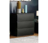 Home Discount Vida Designs Denver 3 Drawer Chest of Drawers Storage in Black Home Discount Black