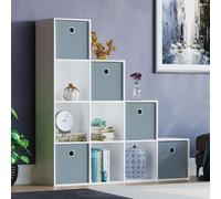 Home Discount Vida Designs Durham 10 Cube Bookcase Storage Unit & Cube Storage Basket Set of 5 in Grey Home Discount Grey