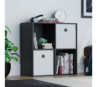 Home Discount Vida Designs Durham 2x2 Cube Bookcase Storage Unit & Cube Storage Basket Set of 2 in Black Home Discount Black