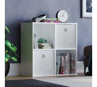 Home Discount Vida Designs Durham 2x2 Cube Bookcase Storage Unit & Cube Storage Basket Set of 2 in White Home Discount White