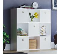 Home Discount Vida Designs Durham 3x3 Cube Storage Unit & Cube Storage Basket Set of 5 in White Home Discount White