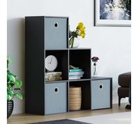 Home Discount Vida Designs Durham 6 Cube Bookcase Storage Unit & Cube Storage Basket Set of 3 in Grey Home Discount Grey