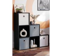 Home Discount Vida Designs Durham 6 Cube Staircase Bookcase Storage Unit 965 x 965 x 290 mm in Black Home Discount Black
