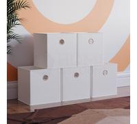 Home Discount Vida Designs Durham Cube Storage Basket Organizer Set of 5 in White Home Discount White