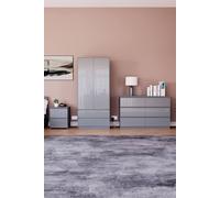 Home Discount Vida Designs Glinton 3 Piece Bedroom Set Storage Furniture (2 Drawer Bedside Chest, 6 Drawer Chest, 2 Door 2 Drawer Wardrobe) in Grey Home Discount Grey