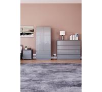 Home Discount Vida Designs Glinton 3 Piece Bedroom Set Storage Furniture (2 Drawer Bedside Chest, 8 Drawer Chest, 2 Door 2 Drawer Wardrobe) in Grey Home Discount Grey