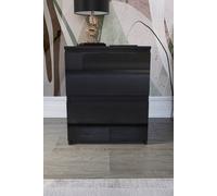 Home Discount Vida Designs Glinton 'HIGH GLOSS 2 Drawer Bedside Chest' Storage Bedroom Furniture in Black Home Discount Black