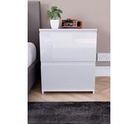 Home Discount Vida Designs Glinton 'HIGH GLOSS 2 Drawer Bedside Chest' Storage Bedroom Furniture in White Home Discount White