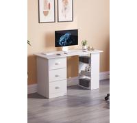 Home Discount Vida Designs Mason 3 Drawer With 3 Shelves Computer Desk Storage Office Study Gaming Table in White Home Discount White