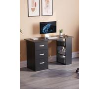Home Discount Vida Designs Mason 3 Drawer With 3 Shelves Computer Desk Storage Office Study Gaming Table in Black Home Discount Black