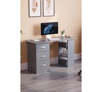 Home Discount Vida Designs Mason 3 Drawer With 3 Shelves Computer Desk Storage Office Study Gaming Table in Grey Home Discount Grey