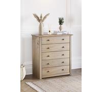 Home Discount Vida Designs Panama Solid Pine 5 Drawer Chest Storage Bedroom Furniture in Brown Home Discount Brown
