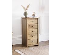 Home Discount Vida Designs Panama Solid Pine 5 Drawer Narrow Chest Storage Bedroom Furnuiture in Brown Home Discount Brown