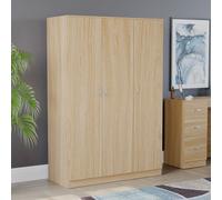 Home Discount Vida Designs Riano 3 Door Wardrobe Storage Organizer in Brown Home Discount Brown